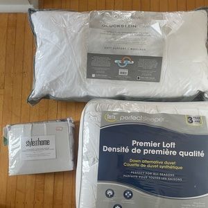 BRAND NEW King duvet (down alternative), duvet cover, down alternative pillow